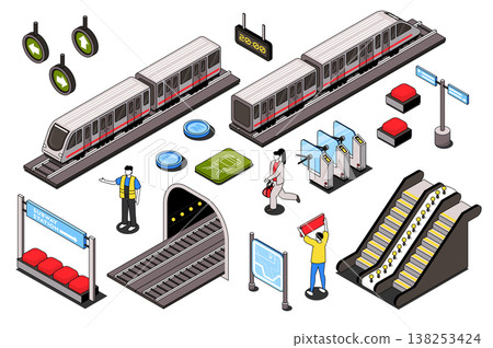 City Subway Isometric Elements City Subway Isometric Elements 138253424