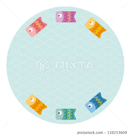 流行風格的鯉魚彩帶兒童節相框,適用於探戈之節(男孩節) 流行風格的鯉魚彩帶兒童節相框,適用於探戈之節(男孩節) 138253609
