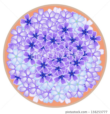 Illustration of moss phlox with a circular background Illustration of moss phlox with a circular background 138253777