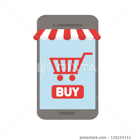 Smartphone with shopping cart online shopping illustration 138254151