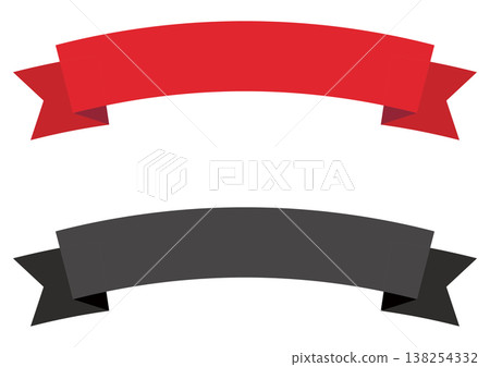 Red and gray ribbon banner set 138254332