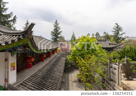 Lijiang, China - April 12, 2024 : Five Phoenix Pavilion originally named Fuyun Pavilion, is located at the northern end of Black Dragon Pool Park in Lijiang, China on April 12, 2024. Lijiang, China - April 12, 2024 : Five Phoenix Pavilion originally named Fuyun Pavilion, is located at the northern end of Black Dragon Pool Park in Lijiang, China on April 12, 2024. 138254351