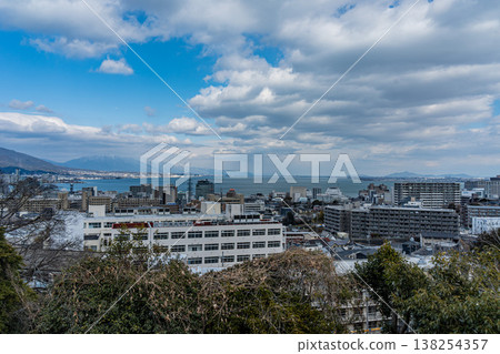Lake Biwa and the cityscape of Otsu in Shiga Prefecture, Japan, in winter. Lake Biwa and the cityscape of Otsu in Shiga Prefecture, Japan, in winter. 138254357