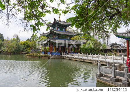 The Beautiful Moon Embracing Pavilion in Dayan old town ,Lijiang, China The Beautiful Moon Embracing Pavilion in Dayan old town ,Lijiang, China 138254453