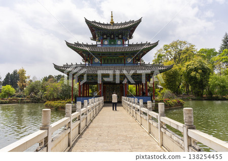 The Beautiful Moon Embracing Pavilion in Dayan old town ,Lijiang, China  138254455