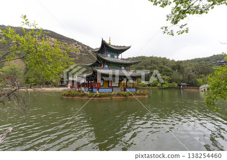 The Beautiful Moon Embracing Pavilion in Dayan old town ,Lijiang, China The Beautiful Moon Embracing Pavilion in Dayan old town ,Lijiang, China 138254460