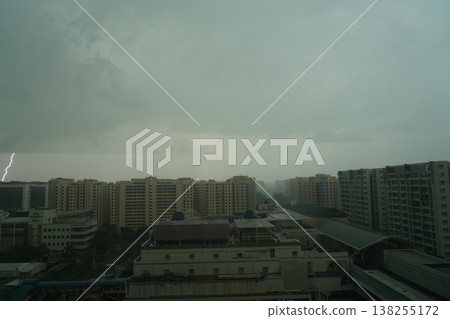 Stormy Sky Over Singapore Apartment Buildings 138255172
