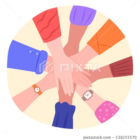 Business People Joining Hands for Collaborate to Working for Co-Working and Business Partnership Teamwork Concept Illustration Clip Art 138255570