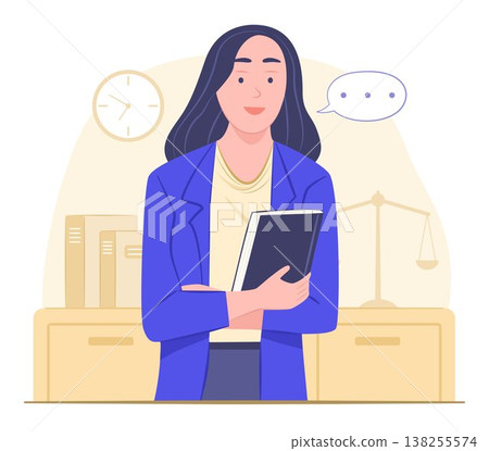 Attorney or Lawyer Woman in Law Office for Law, Justice and Legal Career Concept Illustration Clip Art Attorney or Lawyer Woman in Law Office for Law, Justice and Legal Career Concept Illustration Clip Art 138255574