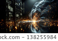 AI data cloud and digital wave of light shining in the darkness 138255984