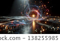 AI data cloud and digital wave of light shining in the darkness 138255985