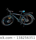 Black and Blue Mountain Bicycle with Cargo Rack 138256351