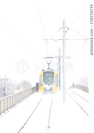 Tram running in the snow 138256534