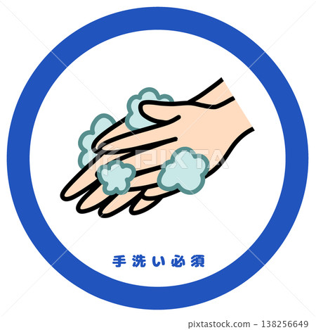 洗手要求圖示、食品衛生、洗手規則、用肥皂洗手的插圖。 138256649