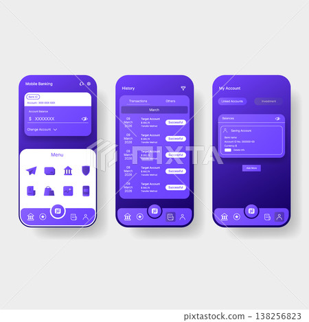 Purple Digital Wallet Mobile Banking UI App Interface Design Purple Digital Wallet Mobile Banking UI App Interface Design 138256823