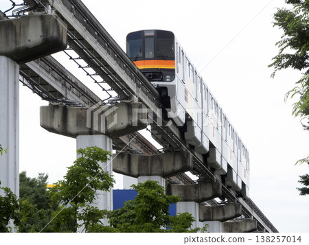 單軌列車在城市上空運行 138257014