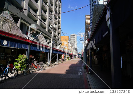 Tsukishima Shopping Street in Chuo Ward, Tokyo Tsukishima Shopping Street in Chuo Ward, Tokyo 138257248