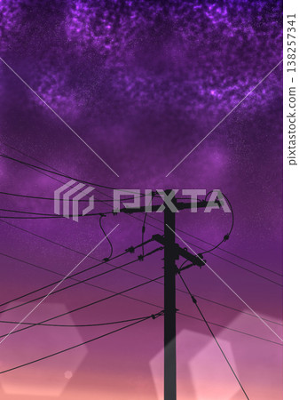 A landscape showing utility poles and power lines. A landscape showing utility poles and power lines. 138257341