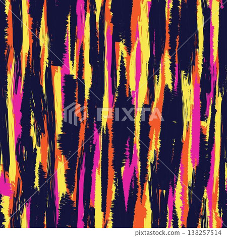 Vibrant Brushstroke Fashion Textile Pattern Design With Abstract Pink Orange And Yellow Vertical Stripes On Dark Blue Background Decorative Artistic Vibrant Brushstroke Fashion Textile Pattern Design With Abstract Pink Orange And Yellow Vertical Stripes On Dark Blue Background Decorative Artistic 138257514