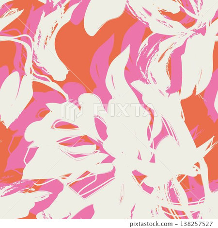 Floral Fashion Textile Pattern Design In Pink Orange And White Brushstroke Style For Fabric Wallpaper And Decor Floral Fashion Textile Pattern Design In Pink Orange And White Brushstroke Style For Fabric Wallpaper And Decor 138257527