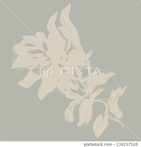 Floral Fashion Textile Pattern Beige Brushstroke Flowers On Grey Background Elegant Decor Design Floral Fashion Textile Pattern Beige Brushstroke Flowers On Grey Background Elegant Decor Design 138257528