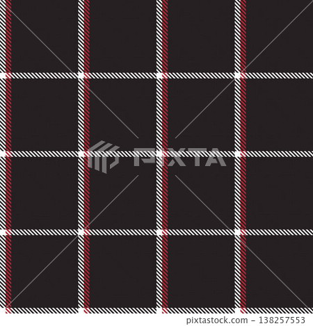 Fashion Textile Design Dark Plaid Pattern Red And White Lines Repeat For Apparel And Decor Modern Tartan Style Fabric Print Surface Design Trendy 138257553
