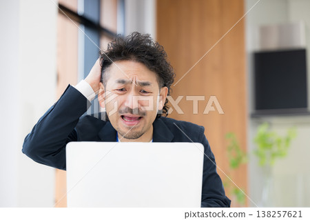 Images of being shocked and stressed by work mistakes or failures, screaming in surprise, or the fluctuations of the yen (yen depreciation or appreciation) and stock market declines. Images of being shocked and stressed by work mistakes or failures, screaming in surprise, or the fluctuations of the yen (yen depreciation or appreciation) and stock market declines. 138257621