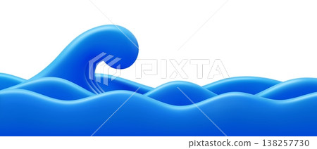 3d ocean and sea water background with tsunami wave with smooth blue water swell. Abstract vector marine liquid motion with curved surf splash, realistic fluid flow, seascape or fresh aquatic backdrop 3d ocean and sea water background with tsunami wave with smooth blue water swell. Abstract vector marine liquid motion with curved surf splash, realistic fluid flow, seascape or fresh aquatic backdrop 138257730