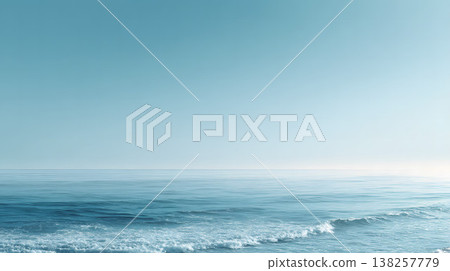 海浪拍打海岸，藍天白雲，構成了一幅美麗的畫面。 138257779