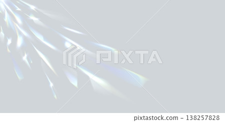 Party disco ball reflections, prism light shadow overlay background. Vector abstract soft grey background with light effect reflecting off a discoball rays. Rainbow sparkling crystal leak overlay 138257828