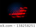 Independence Day. Abstract isolated image of the American flag in grunge style on a black background 138258251