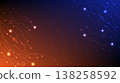 Abstract orange and blue glowing circuit lines representing global data connectivity 138258592