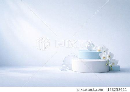 Minimalist white and light blue cylindrical styling 138258611