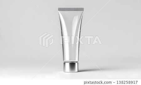 Cosmetic tube white container blank packaging beauty product skincare bottle plastic tube silver cap mockup design clean background minimal style cosmetic tube white container blank packaging 138258917