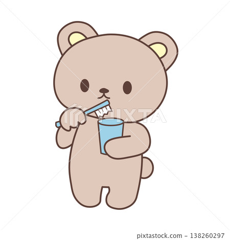 可愛的熊刷牙插圖 PNG（生活方式、預防蛀牙、透明背景） 138260297