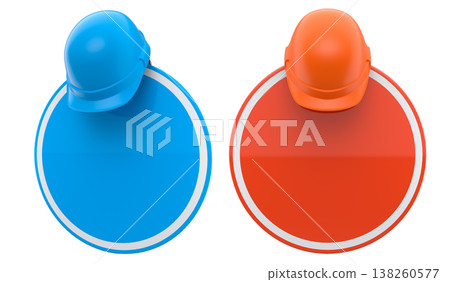 Blank traffic signs with different shapes and colors on metal poles on white background with clipping path, concept of road safety 138260577