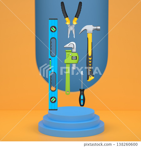 Abstract scene or podium for product showcase on monochrome background. Abstract scene or podium for product showcase on monochrome background. 138260600