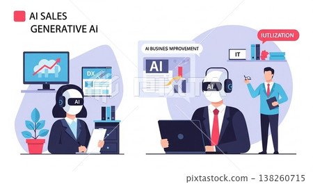 Company employee performing AI marketing analysis; Data analysis; AI business; Simple person Company employee performing AI marketing analysis; Data analysis; AI business; Simple person 138260715
