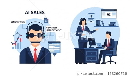 Company employee performing AI marketing analysis; Data analysis; AI business; Simple person Company employee performing AI marketing analysis; Data analysis; AI business; Simple person 138260716