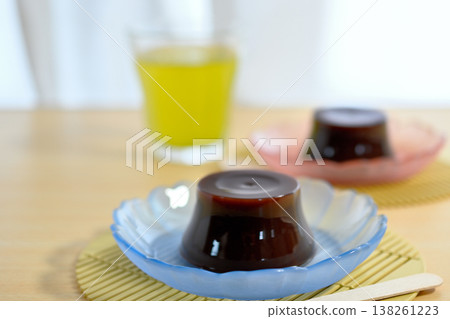 A summer staple: well-chilled mizuyokan (sweet bean jelly). A summer staple: well-chilled mizuyokan (sweet bean jelly). 138261223