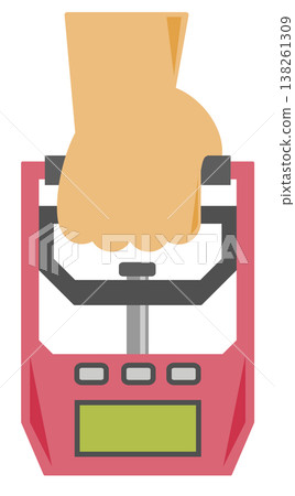 圖示說明如何利用負重訓練鍛鍊出的肌肉來測量握力。 138261309