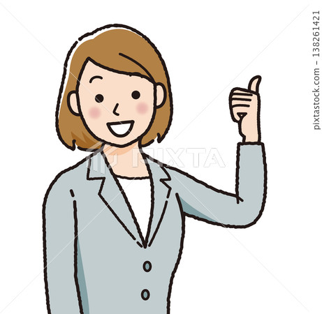 女商人 OK 姿勢，很好，女性，辦公室職員，西裝，表示認可，理解，簡單，上半身插圖 138261421