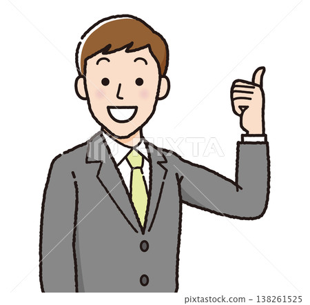 Businessman OK pose, good, male, office worker, suit, approval, understood, simple, upper body illustration. Businessman OK pose, good, male, office worker, suit, approval, understood, simple, upper body illustration. 138261525