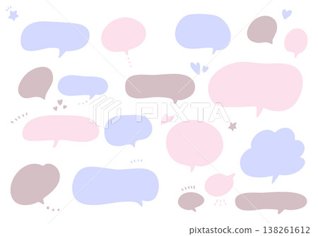 Simple pastel colored speech bubble set Simple pastel colored speech bubble set 138261612