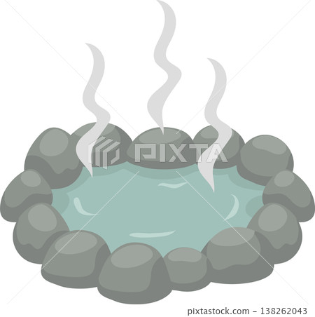 onsen hot spring spa. steam stones and calm water wellness relaxation therapy 138262043