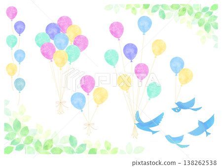 Pastel-colored balloons and a blue bird 138262538