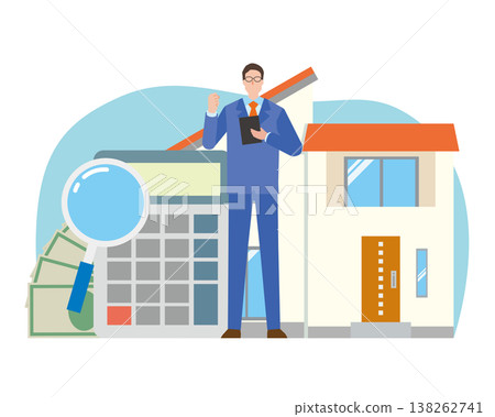 Detached house and man Detached house and man 138262741