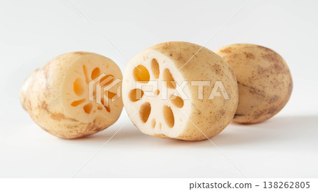 Cross section of lotus root Lotus root with nodes 138262805