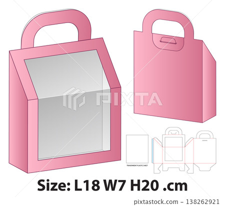 Angled Gable Box with Handle and Window Dieline Template Angled Gable Box with Handle and Window Dieline Template 138262921