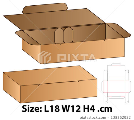Self-Locking Rectangular Food Box Dieline Template Self-Locking Rectangular Food Box Dieline Template 138262922